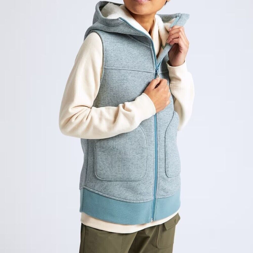 Burton Fleece Lined Hooded Minxy Vest Women's Size MEDIUM Aqua Blue‎ Gorpcore